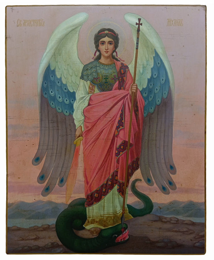 Михаил Архангел, святой Архистратиг. Рукописная икона.