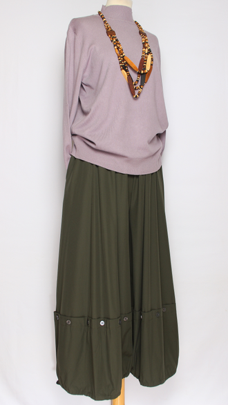 Брюки-юбка  "Широкие с клепками" хаки до р.54