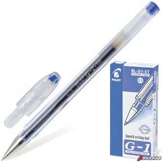 Ручка гелевая PILOT «G-1», СИНЯЯ, корпус прозрачный, узел 0,5 мм, линия письма 0,3 мм. 140471