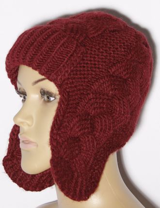 Екатеринбург. Шапка женская ушанка "Коса" 11596  винный