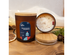 свеча в стакане с деревянной крышкой НОВОГОДНЕЕ УТРО  | Соевый воск (корица, грейпфрут, имбирь, мускатный орех)