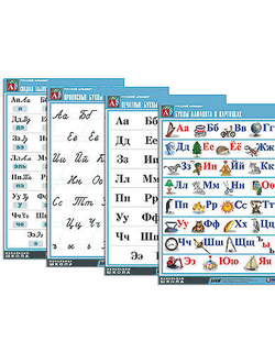 Комплект таблиц "Русский алфавит" (4 табл., формат А1, матовое ламинир.)