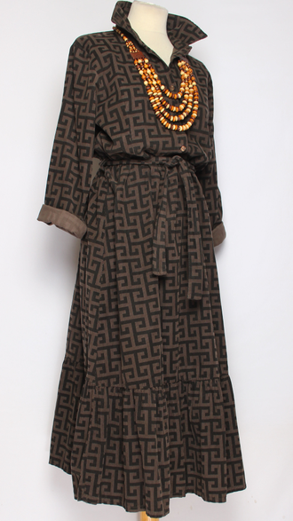 Платье-рубашка Бохо "ОРНАМЕНТ1" шоколад р.44-46