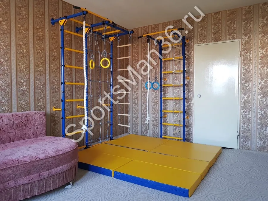 ДСК ЮНЫЙ АТЛЕТ МОДЕЛЬ «ПРИСТЕННЫЙ-ЛАЙТ» С РУКОХОДОМ И СЕТКОЙ + ДСК ЮНЫЙ АТЛЕТ МОДЕЛЬ "ПРИСТЕННЫЙ", цвет металла синий + МАТ ГИМНАСТИЧЕСКИЙ 2,0Х1,0Х0,1 М СКЛАДНОЙ, 3 СЛОЖЕНИЯ, 4 СЕКЦИИ