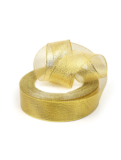 Лента метал. с люрексом/парча 25мм (золото), 22,8м
