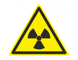 W05 Опасно, радиоактивные вещества или ионизирующее излучение, 200х200 мм, на самоклеющейся пленке