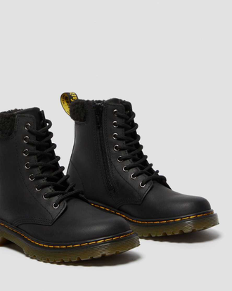 Dr. Martens JUNIOR 1460 FLEECE LINED REPUBLIC WP BLACK