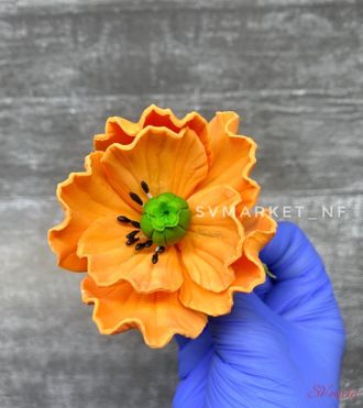 Сахарный цветок &quot;Мак&quot; для сборки, оранжевый.