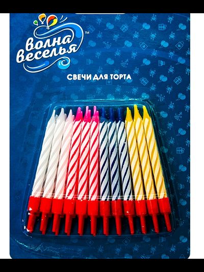 Свечи 2-х цветные 24 шт, 6 см