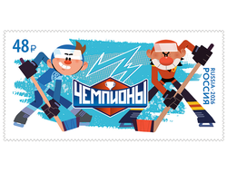 Почтовая марка для почтовой открытки для посткроссинга: Марка. "Герои мультфильмов. Чемпионы"