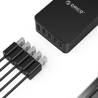 Зарядное устройство 5xUSB, SuperCharge, кабель 2 pin, Orico, CSE-5U-BK