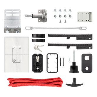 Замок с гарнитурой ручек ворот, пластмасса черного цвета с профильным цилиндром