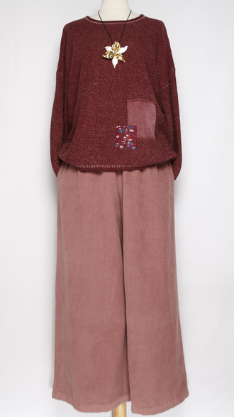 Брюки Бохо "ПАЛАЦЦО КРУПНЫЙ ВЕЛЬВЕТ" чайная роза до р.56