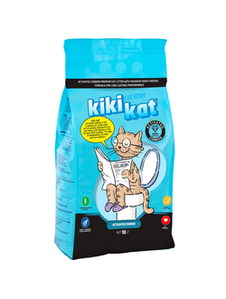 Наполнитель KikiKat Бентонитовый, комкующийся, Активированный уголь 10 л