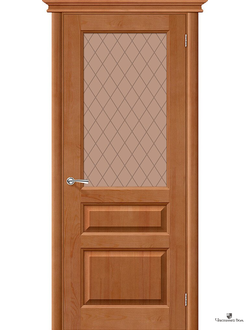 Дверь межкомнатная массив М5 Светлый лак Т-05/стекло Кристалл