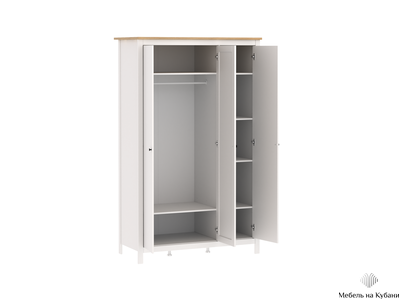 2.08.01.040.14 САГА шкаф 3 двери с зеркалом белый/ясень