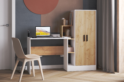 СКМ-1 компьютерный стол Белый с тиснением/Дуб Крафт Золотой