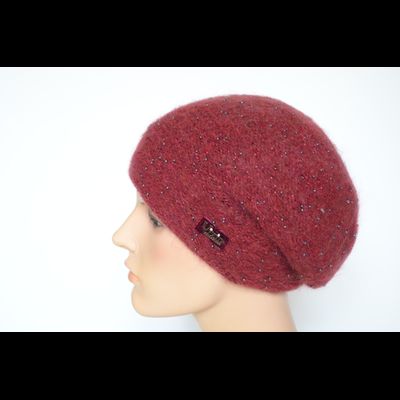 Бордовый вязаный берет с бисером Vizio Италия 1117