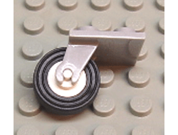 Plate, Modified 2 x 2 Thin with Plane Single Wheel Holder with White Wheel with Black Tire 14mm D. x 4mm Smooth Small Single 2415 / 3464c01, Light Bluish Gray (2415c02)