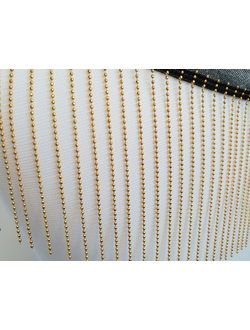 Бахрома из металлических шариков 10см на черной сетке ЗОЛОТО