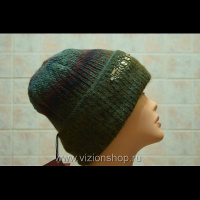 Зеленая шапка женская  Vizio Италия 5872 чулок зима 2018