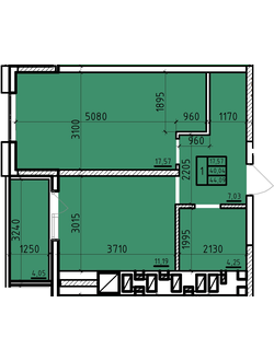 Однокомнатная 44,09 кв.м. ЦЕНА: