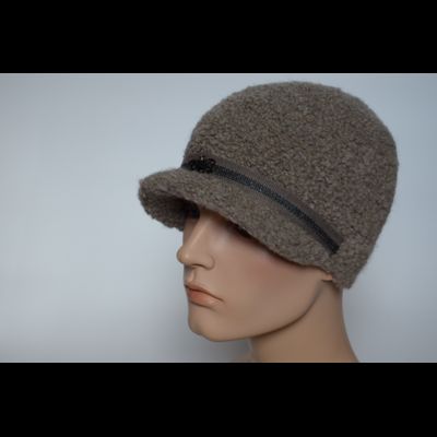Вязаная кепка жокейка из шерсти альпака Vizio Италия 7006 VOK ореховая