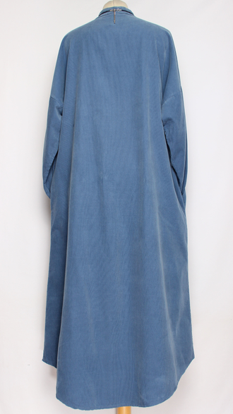 Платье Бохо вельветовое "СТОЙКА ЗАЩИП ПУГОВКИ" джинс, бежевое, малахит, хаки до р.52