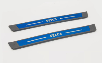 Накладки на пороги Киа Рио Икслайн - Kia X-Line - Kia X 2017-2023 (синий сапфир  )