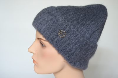 Шапка вязаная с отворотом Vizio Италия 6946 CRYO антрацитовая
