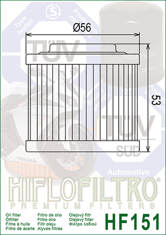 Масляный фильтр HIFLO FILTRO HF151 для Aprilia 0256185 // (BMW 11 41 2 343 118, 11 41 2 343 452) // Bombardier 711256185 // Husqvarna 7700180 // Bimota // CCM // Jawa // MuZ