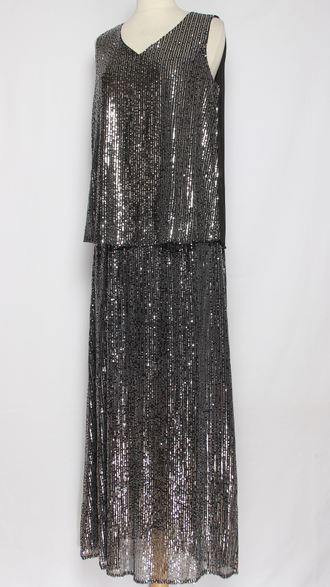 Юбка  трикотажная "Пайетки" черная\серебро р.54,56,58,60, черная\черная р.58