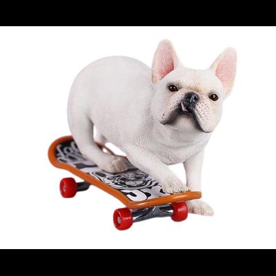 Французский бульдог на скейте (белый) - Коллекционная фигурка 1/6 Skateboard French Bulldog (JXK243A) - JXK
