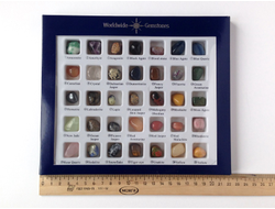 Коллекция камней "Камни мира" (35 образцов по 10-20 мм) в коробке 22*18 см + карта + подставка, 300 г №13031