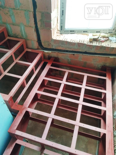 мк №5. металлокаркас грунтованный. двойной косоур под зашивку (лазерная резка)