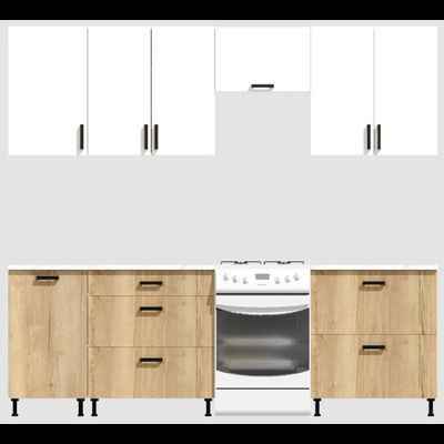 Кухня Эконом 2,1 метра (1300х800) Цвет: Белый/Дуб Вотан