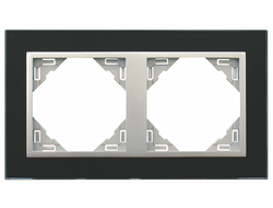 Efapel 90920 TEA, Рамка 2 поста, черное стекло/алюминий