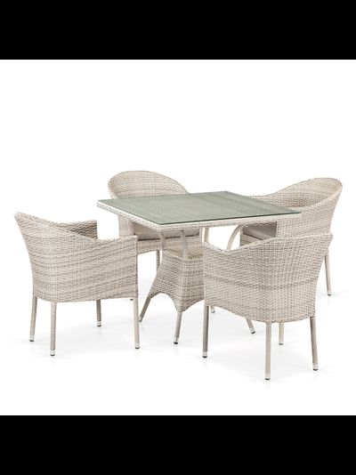 Плетеная обеденная группа T190B/Y350A-W85- Latte из искусственного ротанга