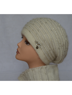 Женский вязаный берет зима 2021 Италия Vizio 6726 белый фото