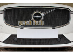 Защита радиатора Volvo XC60 2017- (2 части) (Inscription) black верх PREMIUM