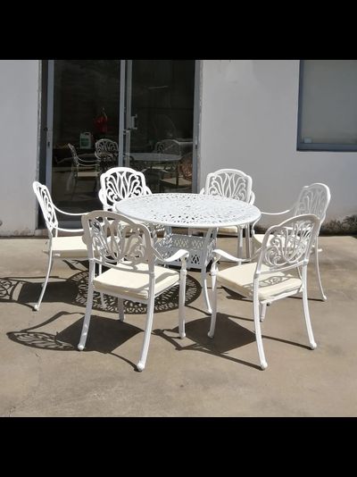 Белый садовый комплект Palermo на 6 персон из литого алюминия
