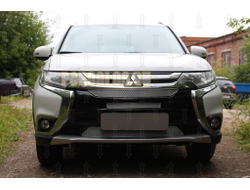 Защита радиатора Mitsubishi Outlander III 2015-2018 (3 части) chrome PREMIUM