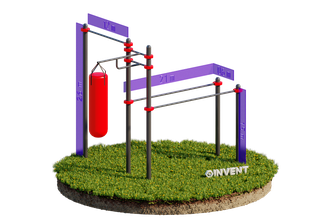 КОМПЛЕКС ПЕРЕКЛАДИНА + БРУСЬЯ + СТОЙКА ПОД БОКСЕРСКИЙ МЕШОК INVENT