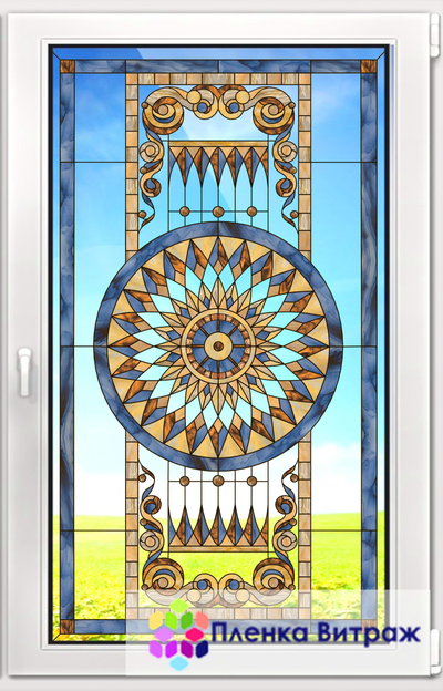 Витражная пленка, витражная пленка самоклеющаяся, пленочный витраж с классическим рисунком