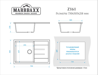 Мойка кам.глян. Z161 (бел. гранит) BERGG lab. B161Q015