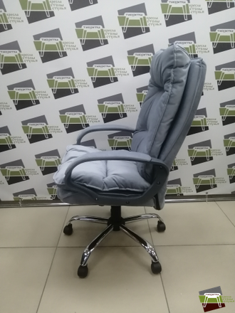 Кресло Кр85 ТГ СП ХРОМ HT12 (ткань серо-голубая)