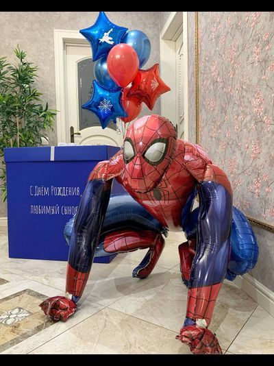 Коробка-сюрприз синяя с 7 шарами внутри