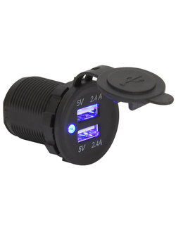 Гнездо питания с USB-разъемами, 4,8 А, подсветка