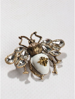 Брошь "Пчела белая" металл