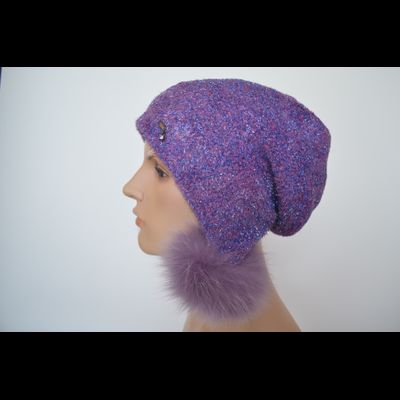 Vizio шапка ушанка фуксия с помпонами 1627 PP 66 Италия